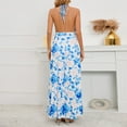 thumbnail image 4 of Itsame Women Summer Dress Printed V-neck Thin Dress Blue Size 2XL, 4 of 7