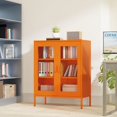 thumbnail image 5 of YLCW Orange Metal Cabinet,Metal Locker Storage Cabinet with Mesh Doors and Shelves,3-Tier Office Cabinet,Metal Storage Cabinet,Liquor Cabinet,Sideboard for Home Office,Kitchen,Coffee Bar, 5 of 6