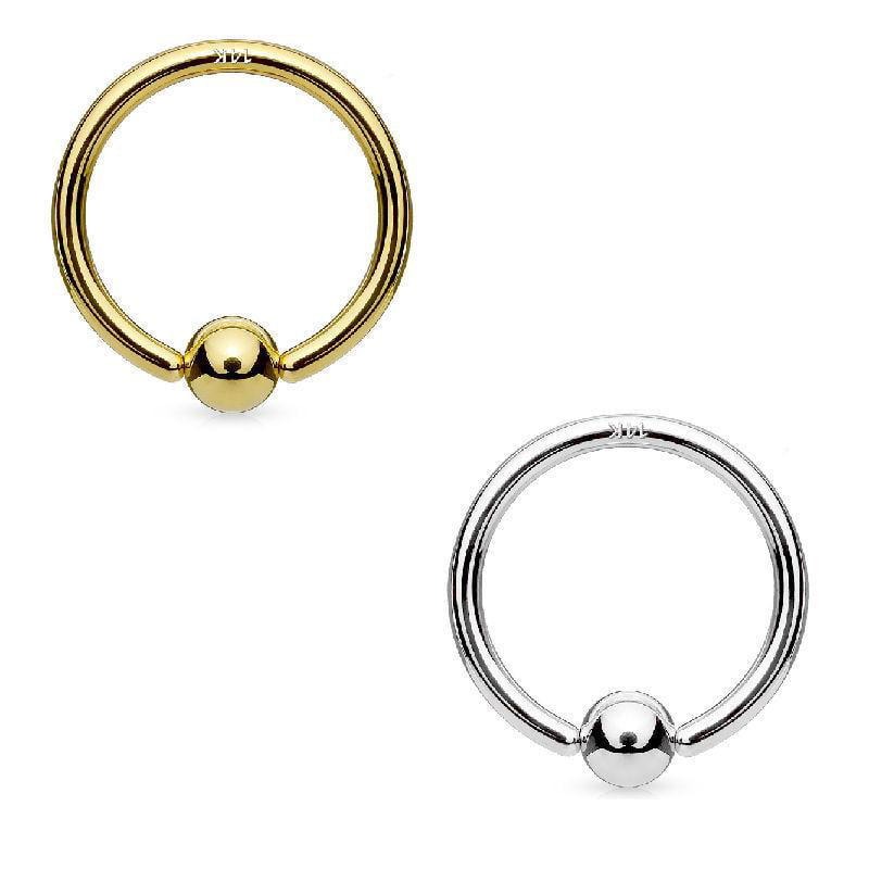 14K Carat Nose Ring Genuine White Gold Earring Lip Seamless Hoop 18g 8mm 