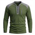 thumbnail image 2 of Conairie Polo Shirts For Men Long Sleeve Solid Color Fashion Lightweight Loose Button Up Henley Shirt Spring Comfort Classic Basic Blouse Green M, 2 of 5