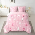 thumbnail image 2 of Manfei Glir Pink Xmas Tree Bedding Comforter Set 7pcs for Kids, Kawaii Cartoon Christmas King Bedding Sets, Winter Stars Snowflake Reversible Bed Sheets, Breathable Home Decor, 2 of 7