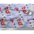 thumbnail image 3 of Soimoi Blue Rayon Fabric Leaves,Anemone & Peach Floral Print Sewing Fabric BTY 56 Inch Wide, 3 of 3