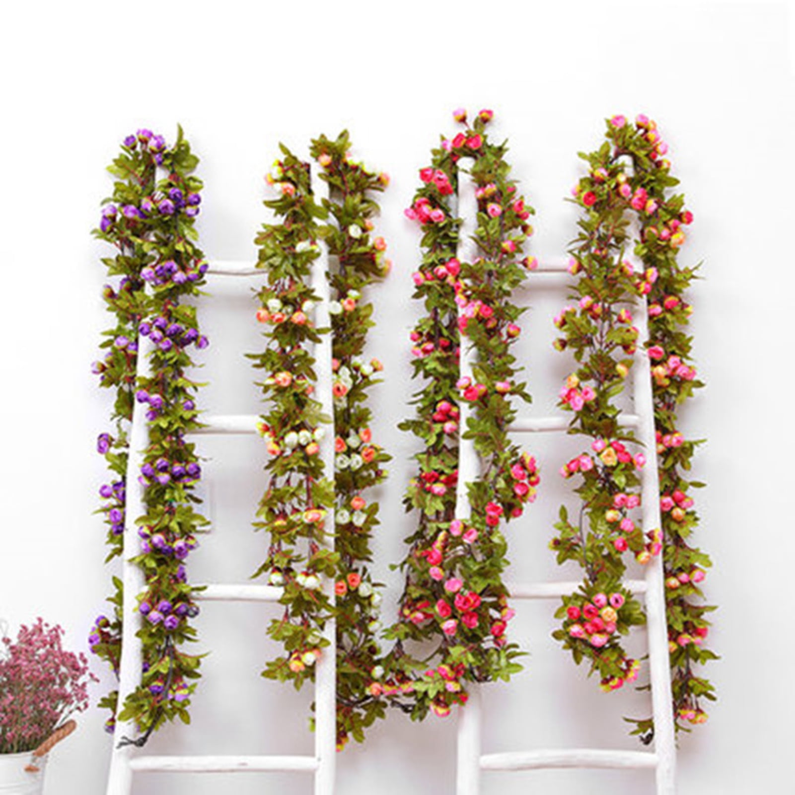opvise 220cm Fake Flower Vines Not Wither Decorative Artificial Rose Flowers Vine DIY Wedding
