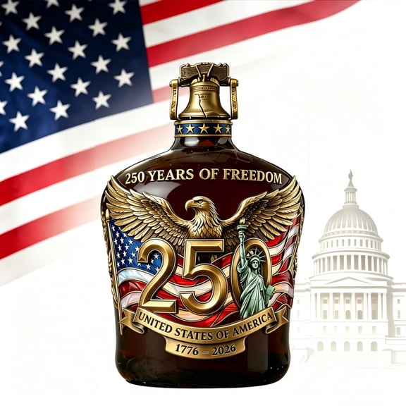 250th Anniversary Whiskey Bottle,The People Anniversary Heritage Reserve Whiskey Glass Bottles,Old Fashioned Father's Day Patriotic Gift for Liquor or Wine