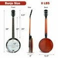 thumbnail image 2 of Gymax 39'' Full Size Banjo à 6 Cordes Instrument Professionnel Ouvert au Dos 24 Support, 2 of 10