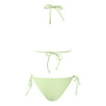 thumbnail image 4 of yueewhu Triangle Bikini Set for Women Rave Outfits Body Chain Halter Top String Strap Bottom Sexy Bathing Swimsuits (Light Green, S), 4 of 8