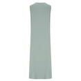 thumbnail image 5 of VEKDONE Linen Dresses for Women Crew Neck Sleeveless Sundress Solid Color Loose Fit Flowy Maxi Dress with Pockets Summer Vacation Beach Dress Gray L, 5 of 6