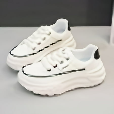 

CHANGSHABR Women‘s Trendy Platform Sneakers Comfy Low Top Height Increasing Sports Shoes All-Match Outdoor Walking Shoes