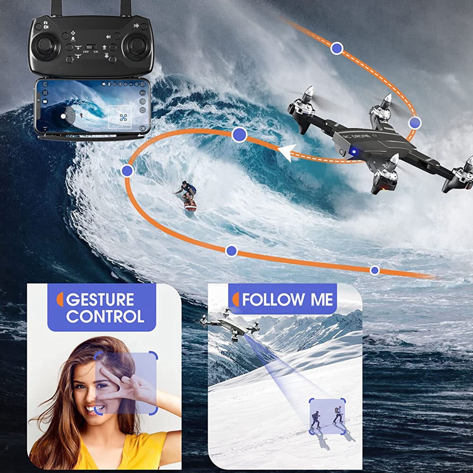 Drone with Dual 1080p Hd Fpv Camera, Fixed Point Hover, Anti-Shake Aerial Shot, Remote Control Toys Gifts for Boys and Girls