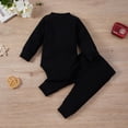 thumbnail image 3 of Izhansean Newborn Infant Baby Boy Girl Winter Clothes Ribbed Solid Button Long Sleeve Tops Pants 2PCS Set Black 0-3 Months, 3 of 10