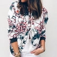 thumbnail image 1 of Veste Bomber Rétro à Fleurs à Fermeture Éclair pour Femmes Dames Manteau Décontracté Vêtement d'Extérieur, 1 of 7