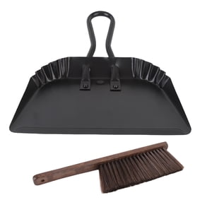 Poêle à poussière, poêle et brosse Ensemble de bristelles denses Trou de suspension en acier inoxydable hêtre multi-usage pour la maison