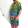 thumbnail image 3 of Men's Hawaiian Shirts and Shorts Set, Mens Short Sets 2 Piece Outfits, Mens Vacation Outfits, Rainbow Zebra, Men Short Sets Outfits, 3 of 6
