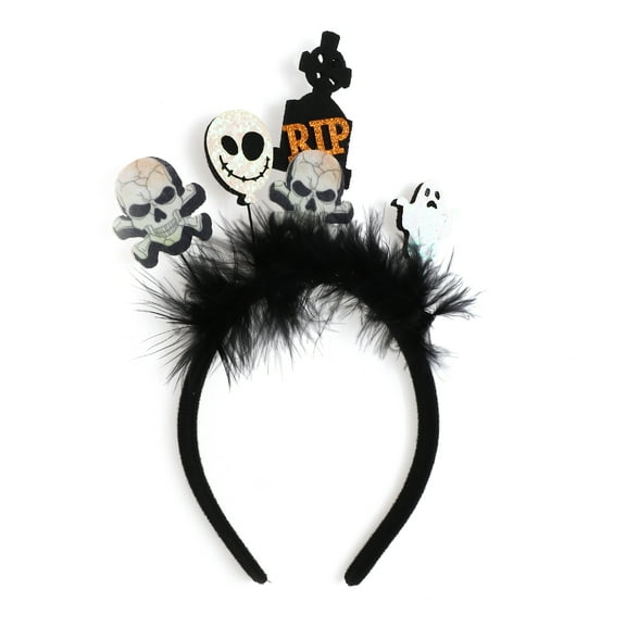 Unique Bargains 1 Pc Classic Tombstones Pattern Headband for Halloween 4.72" Diameter Black