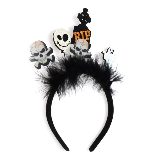 Ofertas Únicas 1 Pc Diadema de Patrón de Lápidas Clásicas para Halloween 4.72" Diámetro Negro