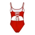 thumbnail image 7 of REORIAFEE Womens High Waisted Bikini Resort Wear Bikinis Scoop Neck Cut Out Front Lace Up High Cut Monokini One Piece Swimsuit Red L, 7 of 7