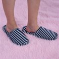 thumbnail image 1 of Travel Portable Foldable Reusable Indoor Soft Cotton Anti Slip Slipper WoMan Coffee Stripes Spa Slippers, 1 of 7