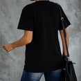 thumbnail image 4 of Camiseta de verano para mujer, de manga corta, cuello redondo, letras estampadas, transpirable y holgada, color negro, 4 of 6