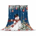 thumbnail image 2 of Christmas Snowman Throw Flannel Blanket 40x50In Pine Tree Leaf Deer Xmas Balls Navy Blue Super Soft Cozy Bed Blanket, Lightweight Plush Fuzzy Bed Throw for Bedroom Sofa Couch Living Room, 2 of 4