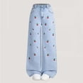 thumbnail image 2 of Lvshlubb Jeans for Girls Cute Embroidery High Waisted Loose Wide Leg Denim Pants with Pockets Size 5-15, 2 of 6