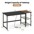 thumbnail image 4 of Giantex 59” Computer Desk w/Removable Storage Shelves & Charging Station, Industrial Writing Workstation w/ Headphone Hook, Large Laptop Desk, Black, 4 of 9