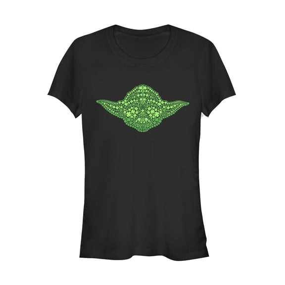 Junior's Star Wars St. Patrick's Yoda Clover Face Graphic Tee Black 2X Large