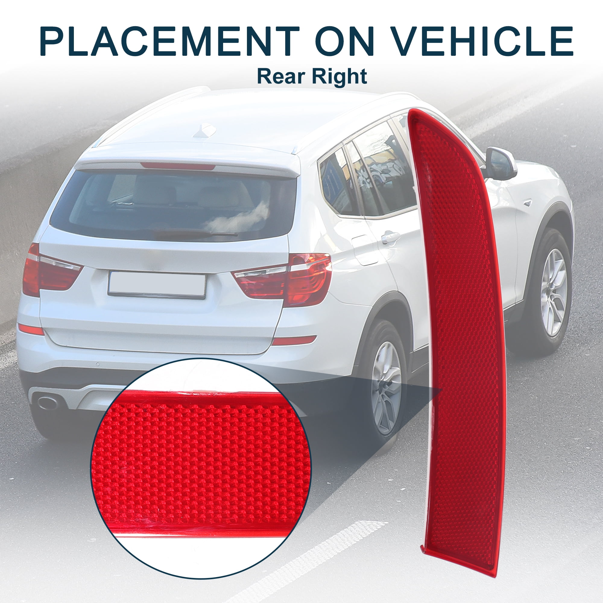 Unique Bargains Bumper Reflector for BMW X3 2015-2017 Rear Right Side Marker 1pc Red