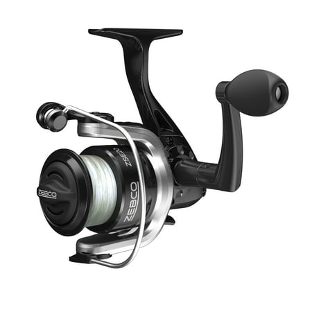Zebco ZSE20 Spinning Fishing Reel Size 20 Reel Changeable Right- or Left-Hand Retrieve Pre-Spooled with 8-Pound Zebco Fishing Line Stainless Steel Bail Wire Black and Silver