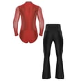 thumbnail image 2 of YiZYiF Men's Latin Ballroom Dance Costume Outfits Rhinestone Shiny Bodysuit with Flared Pants Set Red&Black M, 2 of 7