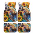 thumbnail image 1 of Kdxio Sunflower Turtle Print Car Floor Mats Universal SUV Front Rear Floor Foot Mats 4-Piece Full Set with Non-Slip Rubber Backing Car Accessories for Most Cars, 1 of 7