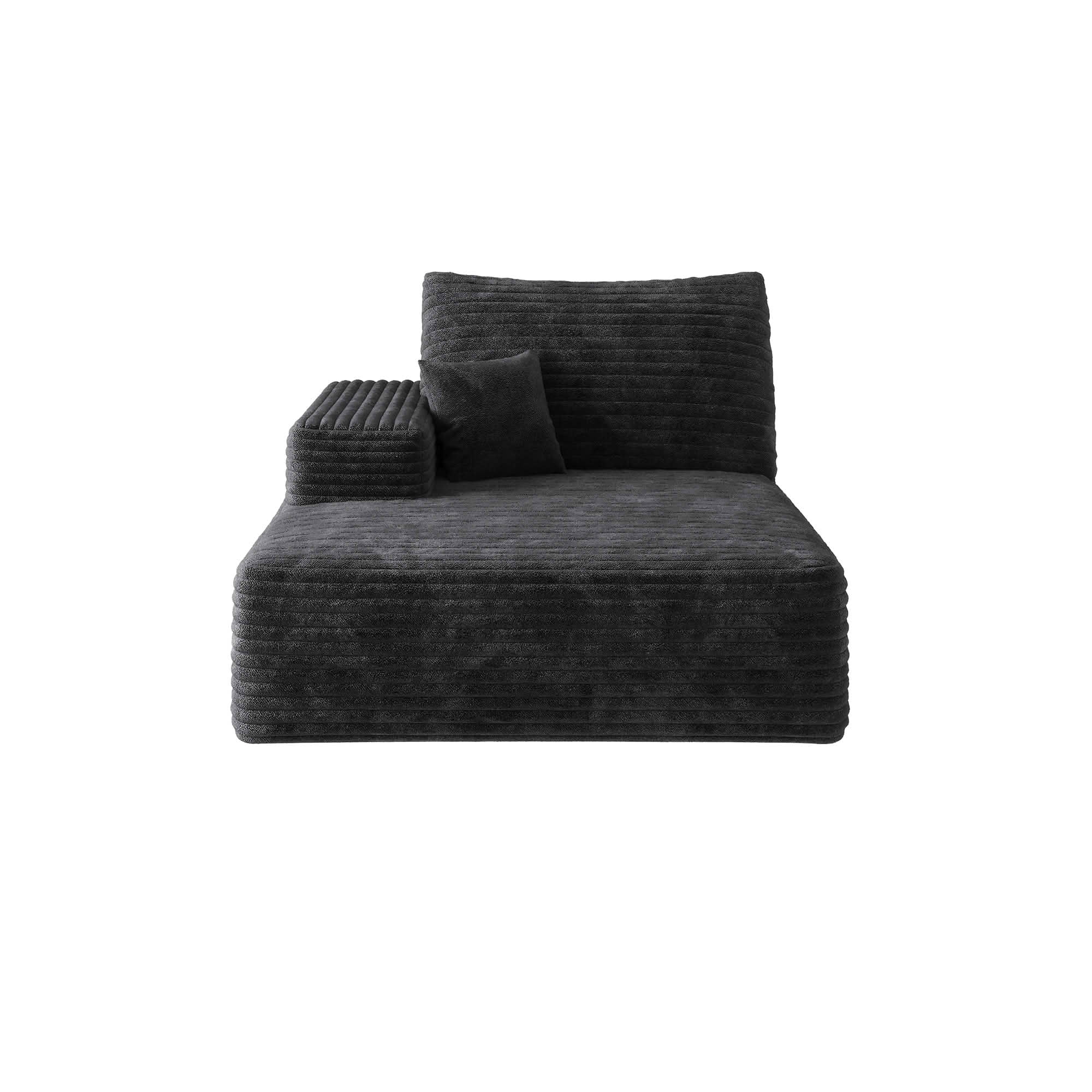 MAYEERTY Cloud Sectional Sofa, Plush Corduroy Modular Right Side Chaise, No Assembly Required，Black