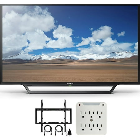 Sony KDL-32W600D 32-Inch Class HD TV with Built-in Wi-Fi Slim Flat Wall Mount Bundle includes Television, Slim Flat Wall Mount Ultimate Kit and Power Strip with Dual USB Ports
