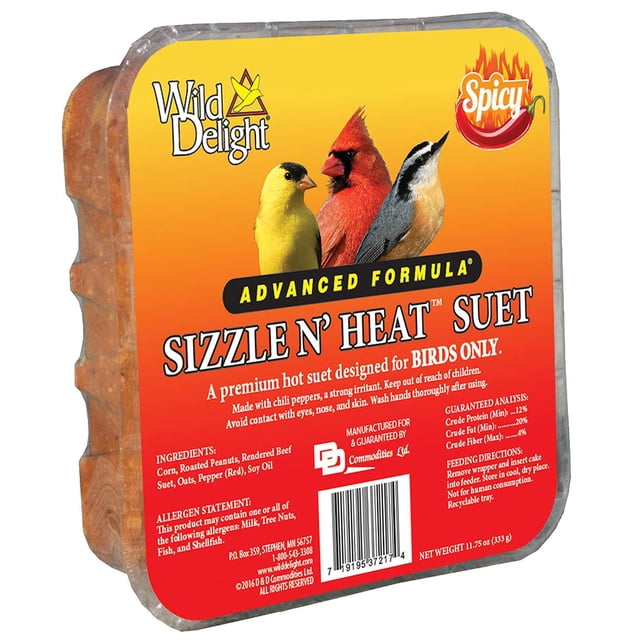Suet Wild Delight Sizzle N Heat Spicy, 350 ml, paquete de 3 unidades para pájaros