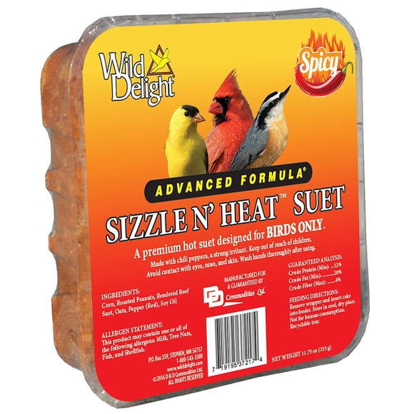 Suet Wild Delight Sizzle N Heat Spicy, 350 ml, paquete de 3 unidades para pájaros