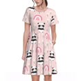 thumbnail image 1 of Easygdp Cute Cartoon Panda para Vestido Transpirable de Mujer, Vestido Suelto de Manga Corta con Pliegues y Bolsillos para el Verano, 1 of 6