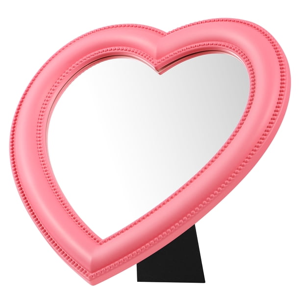 EeaseMX Espejo de maquillaje WINOMO con forma de corazón, de sobremesa, para colgar en la pared, para mujeres y niñas (rosa)
