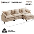 thumbnail image 3 of Ourlova 112" Oversized Modular L-Shaped Sectional Sofa, Deep Seat 3-Seater Couch with Ottoman, Coffee Color, 3 of 8