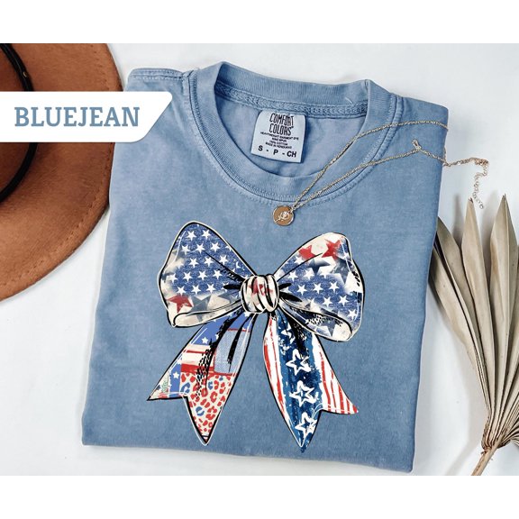 Patriotic Coquette Bow Shirt God Bless America Shirt 4th of July Shirt 4th of July Tee Wom