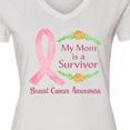 thumbnail image 4 of Inktastic My Mom is a Survivor Breast Cancer Awareness Women's V-Neck T-Shirt, 4 of 5