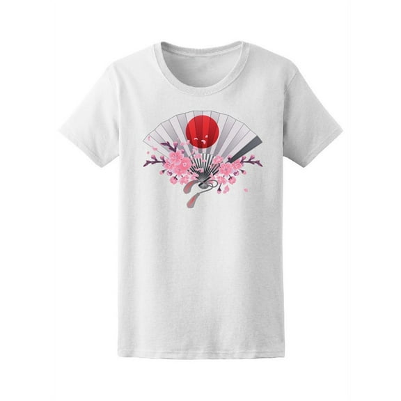 Traditional Japanese Fan Sakura T-Shirt Women -Image by Shutterstock, Female x-Large