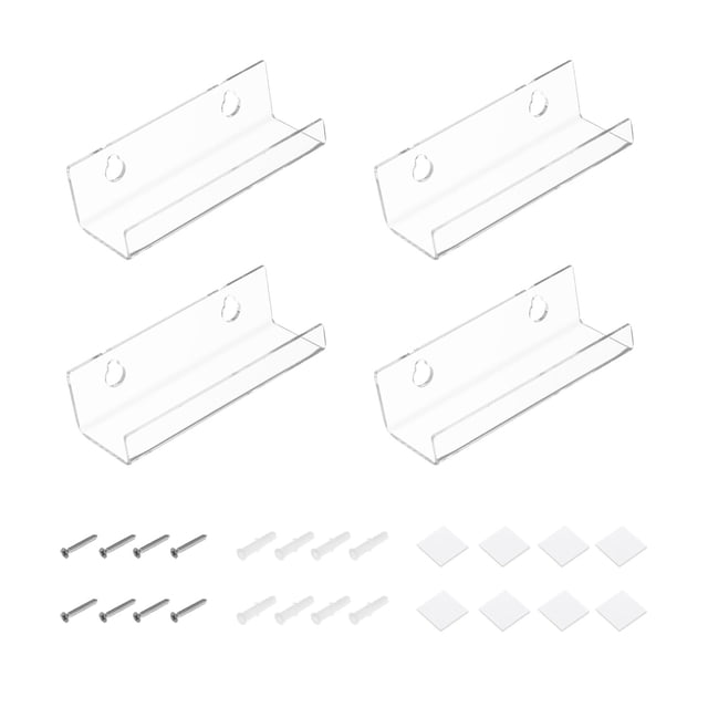 Soporte de pared para discos de acrílico, estante flotante para discos de vinilo de 4 pulgadas, transparente, paquete de 4