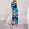 thumbnail image 3 of Fotbe Colorful Underwater Plant Turtle Pattern Long Sleeve Pajama Set for Women,Sleepwear Set,2-piece Loungewear Set,Soft PJs Comfy Nightwear with Pockets -Large, 3 of 7