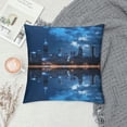 thumbnail image 2 of Chilfamy City Skyline Reflection Night Pillow Covers for Couch Sofa Indoor Outdoor, High-Quality 1PC 22x22in, 2 of 5