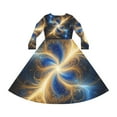 thumbnail image 2 of Blue and Gold Print Dance Dress (Size:S;), 2 of 4