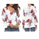 thumbnail image 1 of Camisa floral con cuello en V para mujer Hugo Manga larga, 1 of 10
