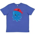 thumbnail image 3 of Inktastic Pirate Octopus, Blue Octopus With Red Pirate Hat Youth T-Shirt, 3 of 5