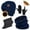 C- Navy Blue, variant on 5 Pcs Winter Beanie Hat Scarf Touchscreen Gloves Set with Wool Socks for Men Women Black
