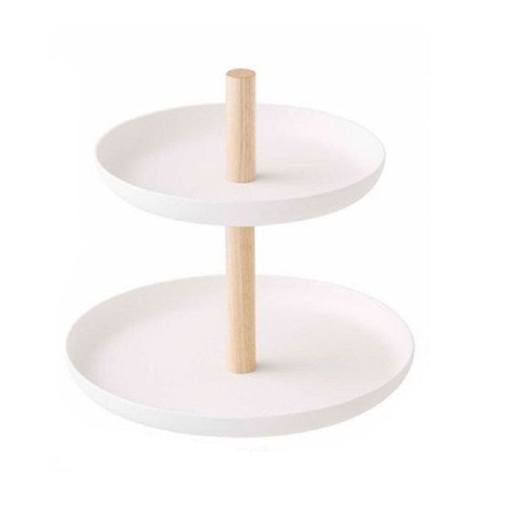 2 Tier Metal Desktop Storage Tray Modern Decorative Serving Tray for Living Room Nursery Kitchen