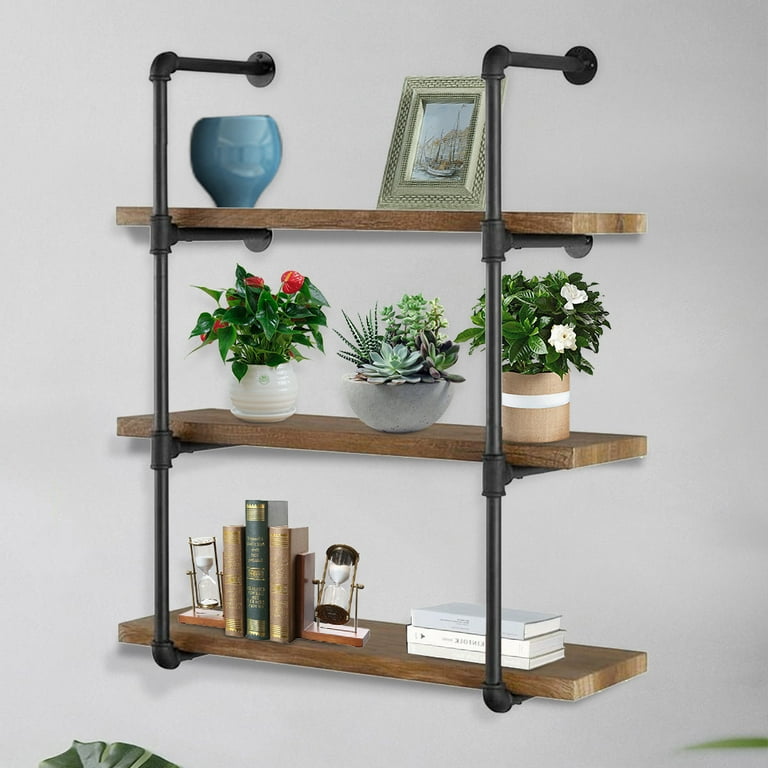 Industrial Retro Wall Mount Iron Pipe Shelf Hung Bracket Diy Storage