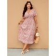 thumbnail image 6 of Plus Size Women Ditsy Floral Pleated Short Sleeve Casual Vacation Dress, Summer Dresses For Women, 6 of 6